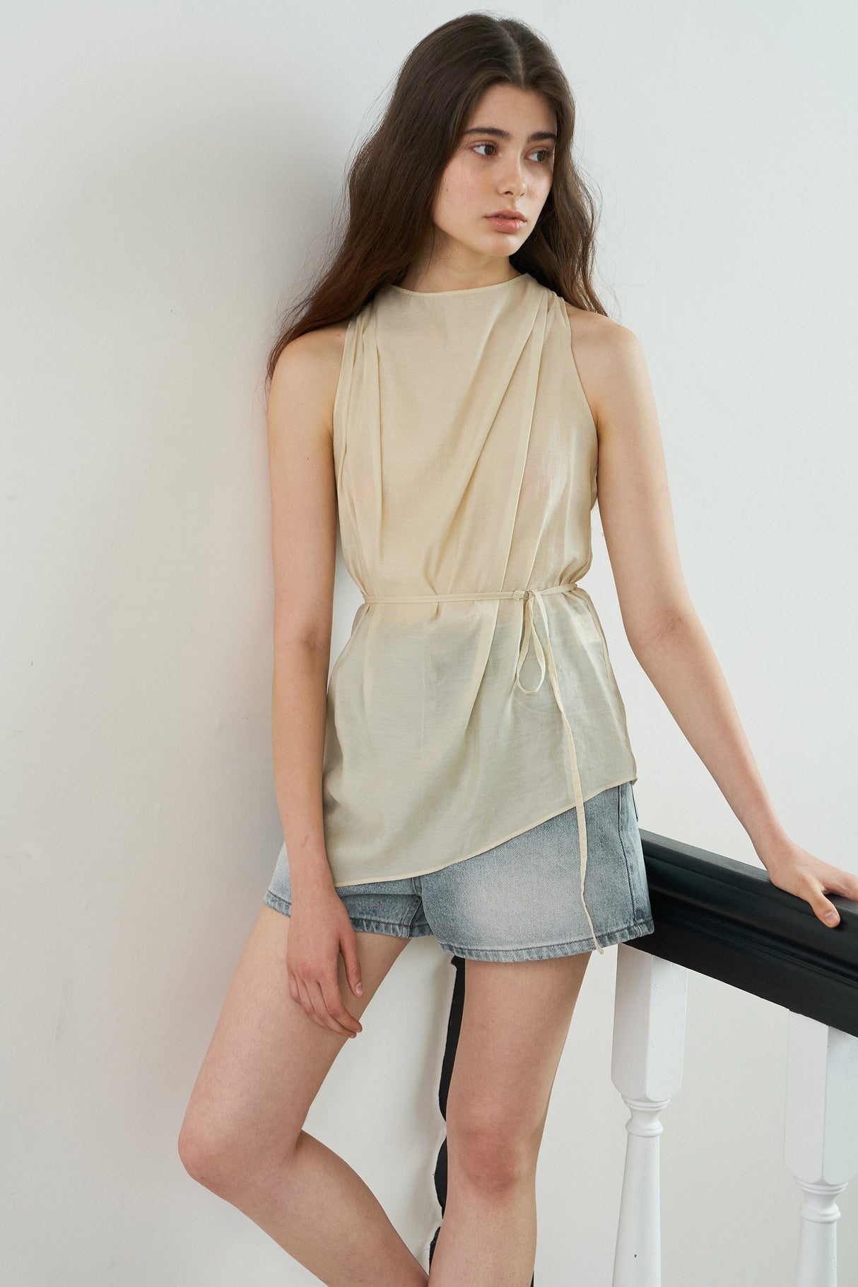 Drape See-Through Blouse