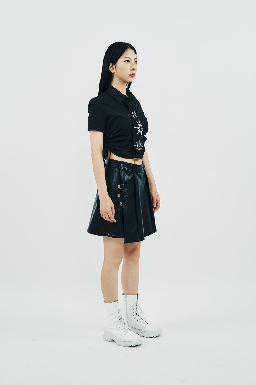 《PHENOMENON SEEPER》ECO LEATHER SKIRT