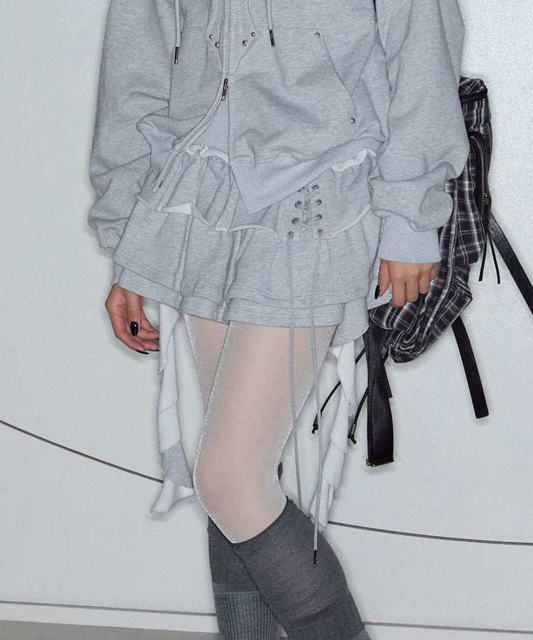 先行予約販売 - 3 Tiered Lace-Up Ruffle Skirt