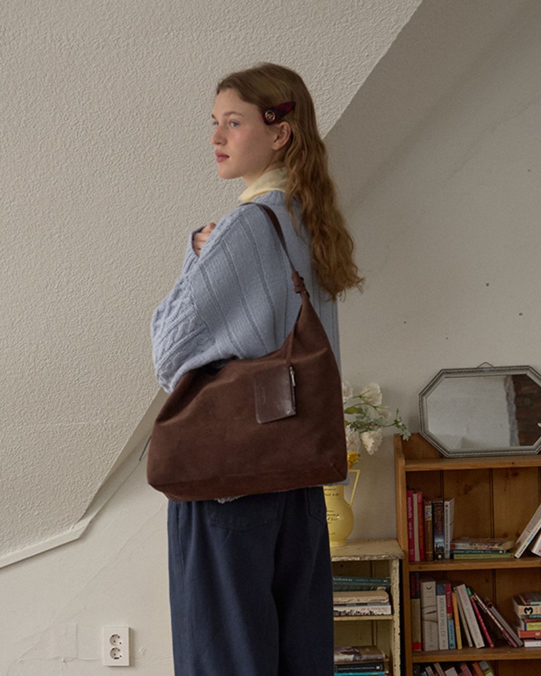 ANC SUEDE HOBO BAG & CARD WALLET SET