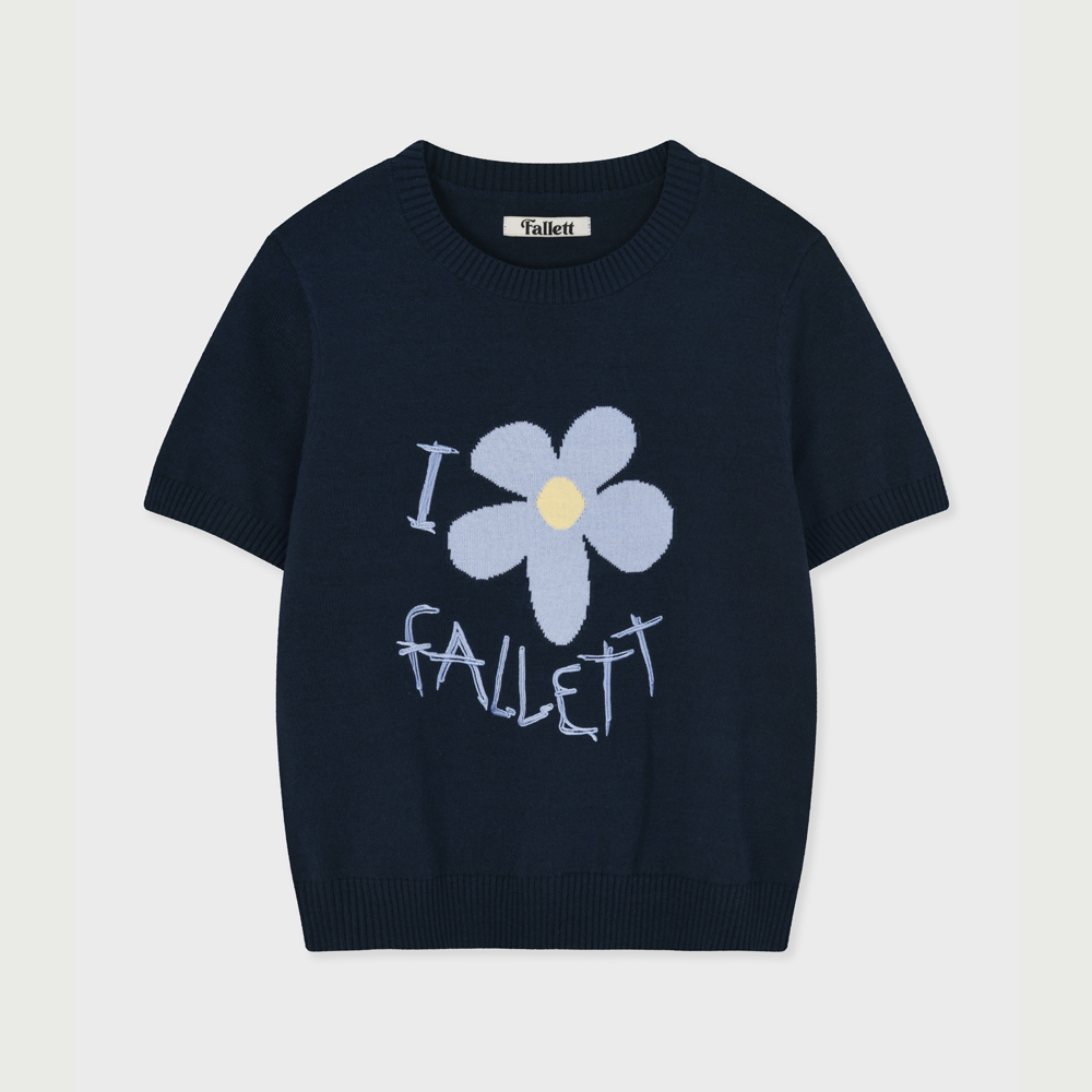 DRAWING FLOWER SHORT-SLEEVE KNIT