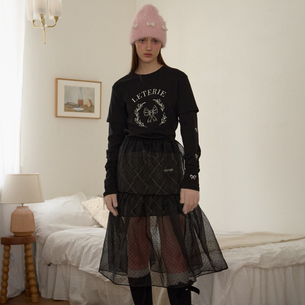 LR DOT SEE-THROUGH LAYERD SKIRT
