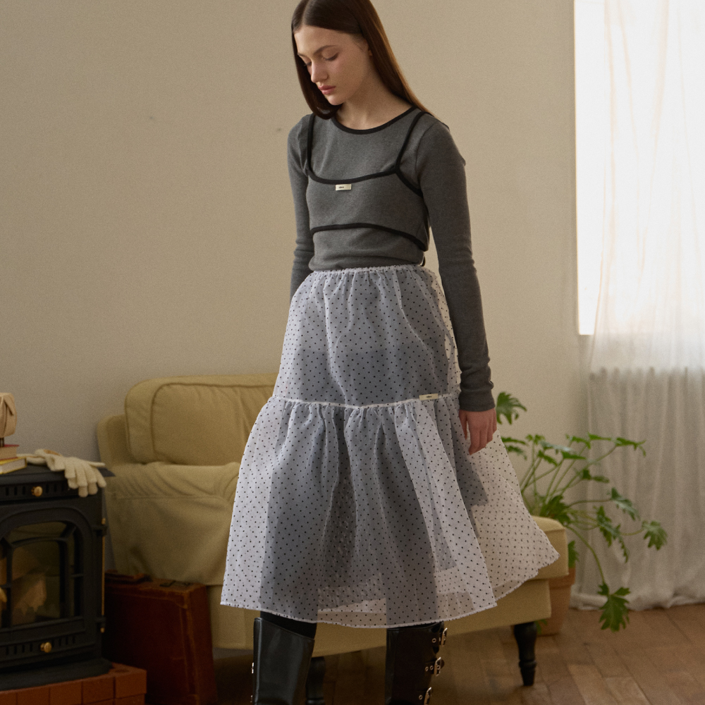 LR DOT SEE-THROUGH LAYERD SKIRT
