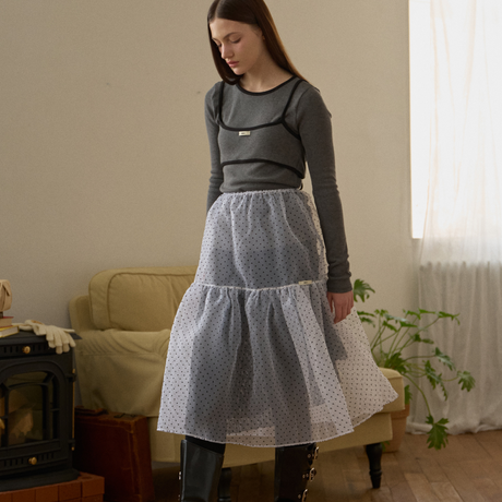 LR DOT SEE-THROUGH LAYERD SKIRT