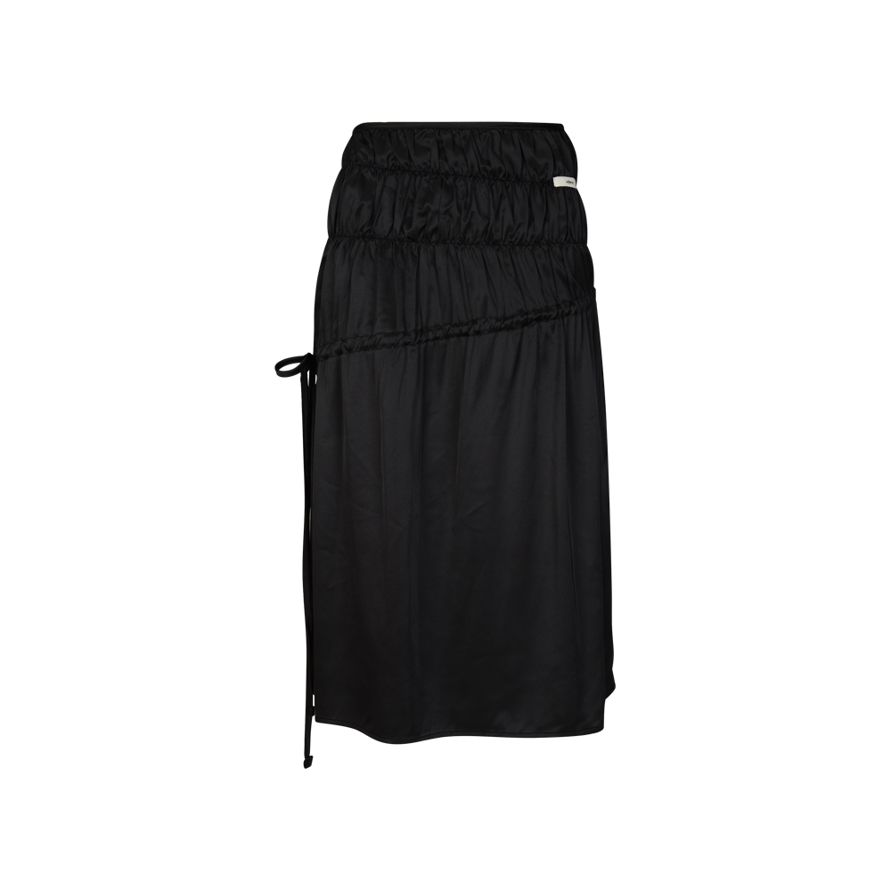 LR SHIRRING MIDI SKIRT