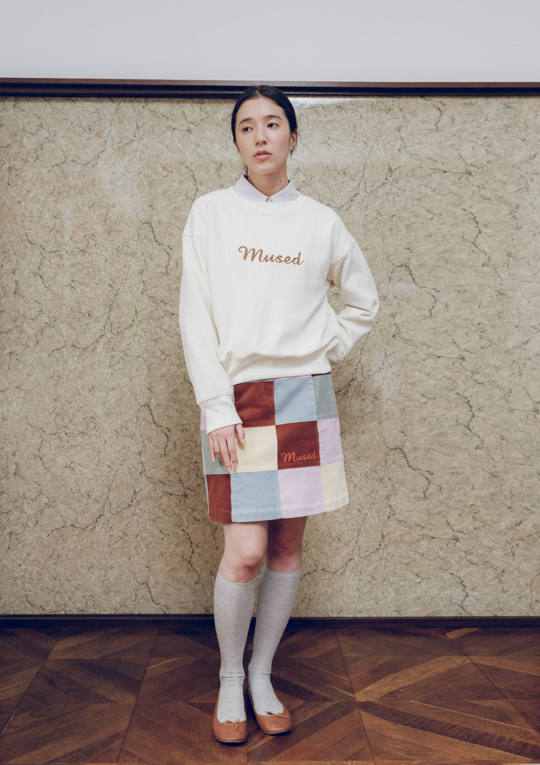 Mused Patchwork Corduroy Skirt