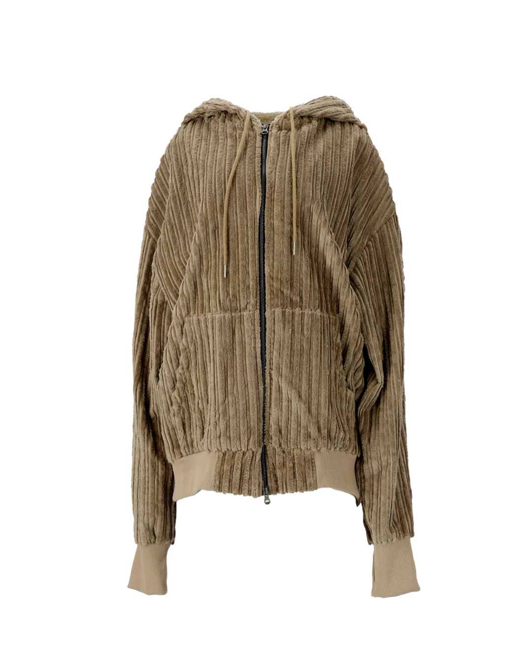 COTTON STRIPE FUR HOODY JUMPER