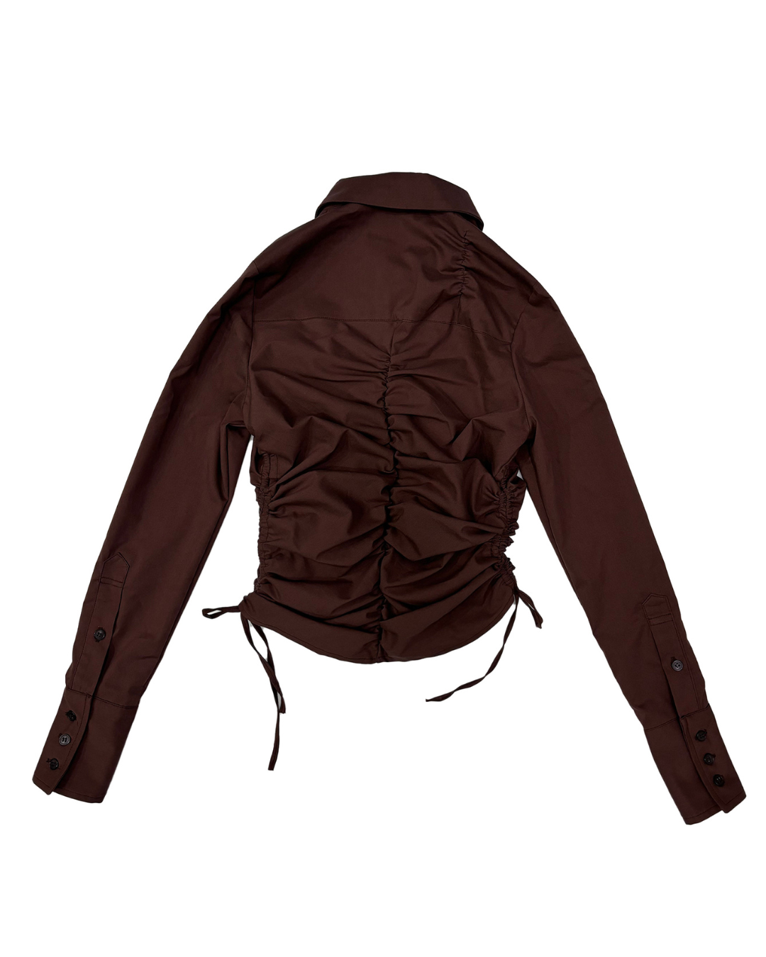 SHIRRING LONG SLEEVE SHIRT - BRN