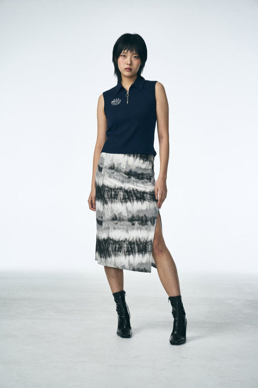 SHIRRING MIDI SKIRT_Washing film