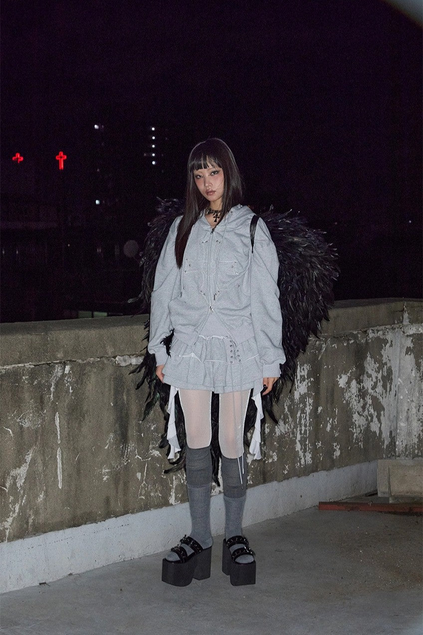 3 Tiered Lace-Up Ruffle Skirt