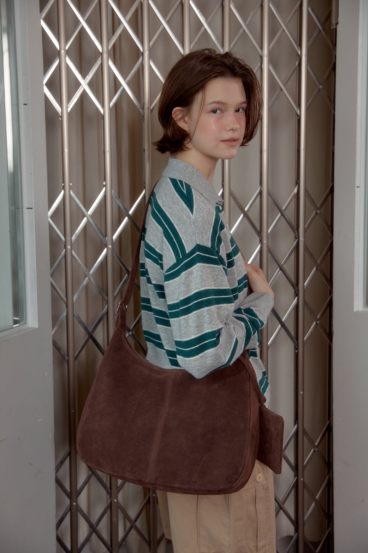 ANC SUEDE HOBO BAG & CARD WALLET SET