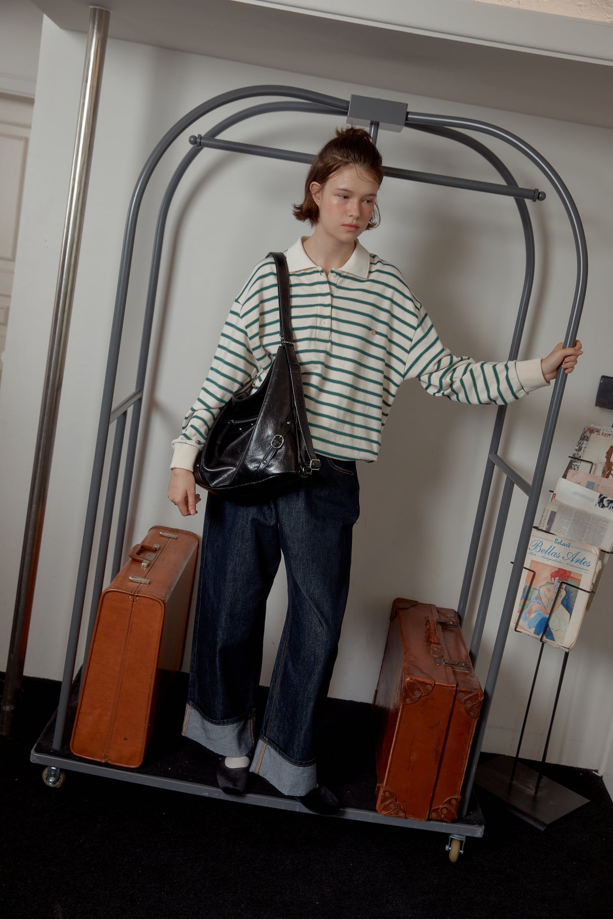 NEW STRIPE STRING RUGBY SWEATSHIRTS - Ivory