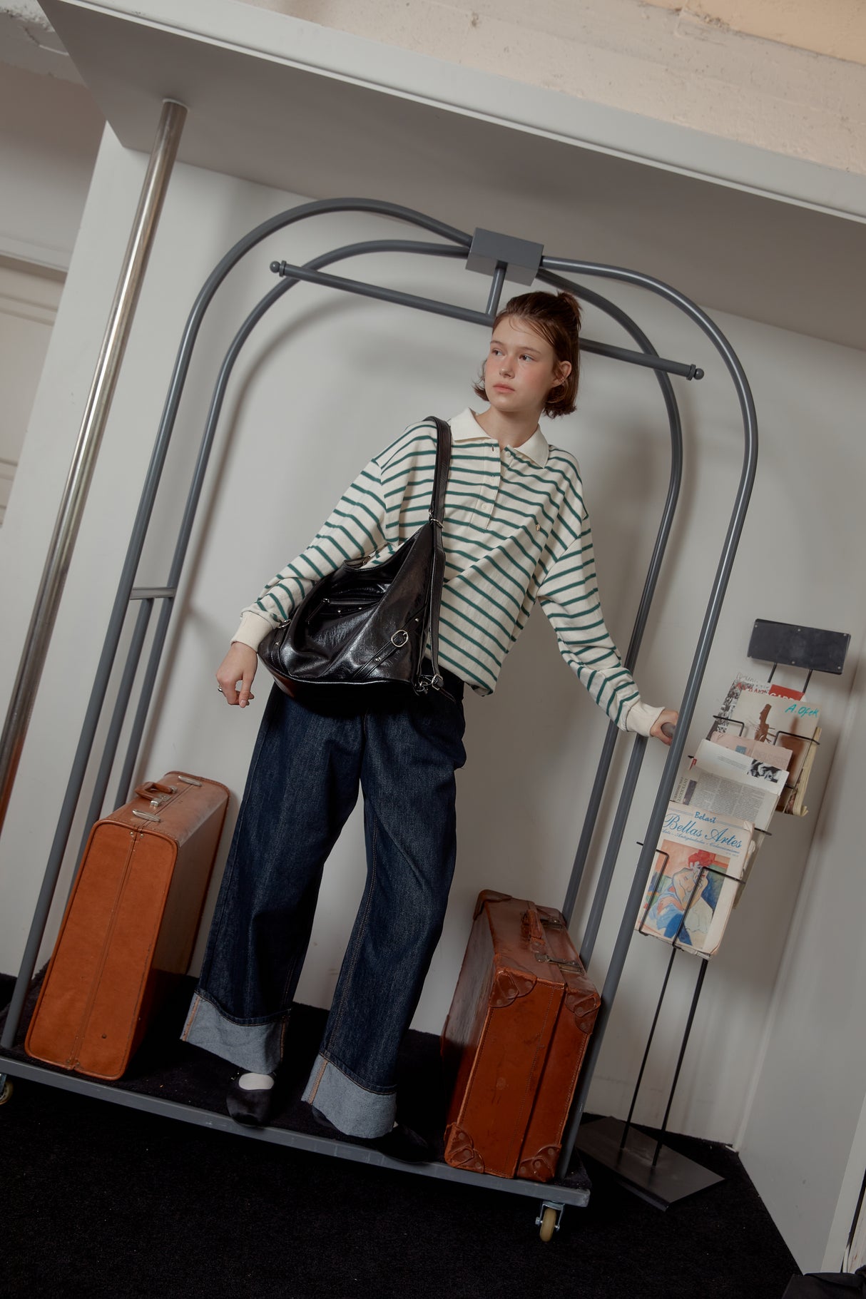 NEW STRIPE STRING RUGBY SWEATSHIRTS - Ivory