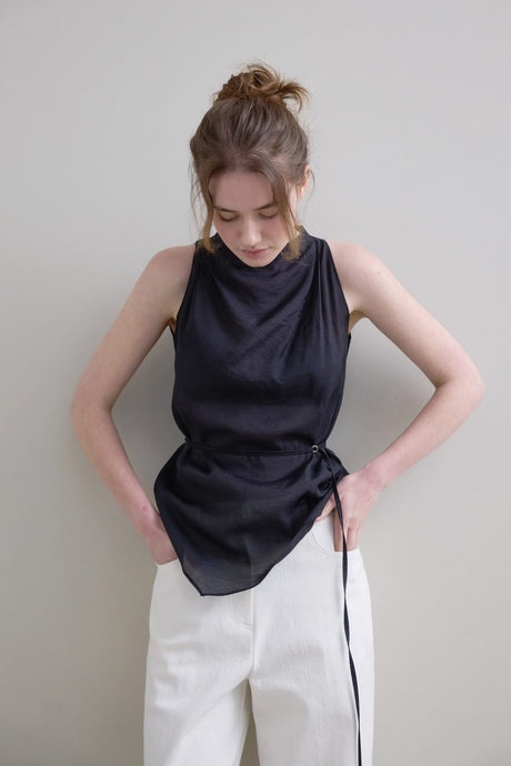 Drape See-Through Blouse