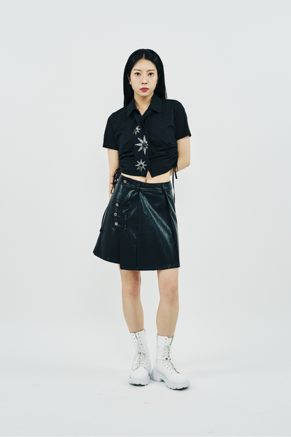 《PHENOMENON SEEPER》ECO LEATHER SKIRT