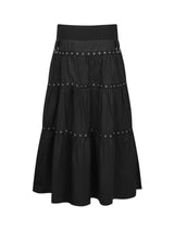 Tiered Eyelet Maxi Skirt - Black