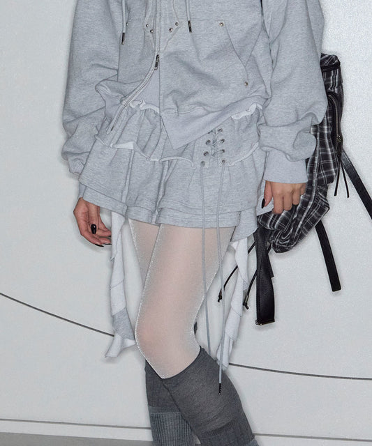 先行予約販売 - 3 Tiered Lace-Up Ruffle Skirt