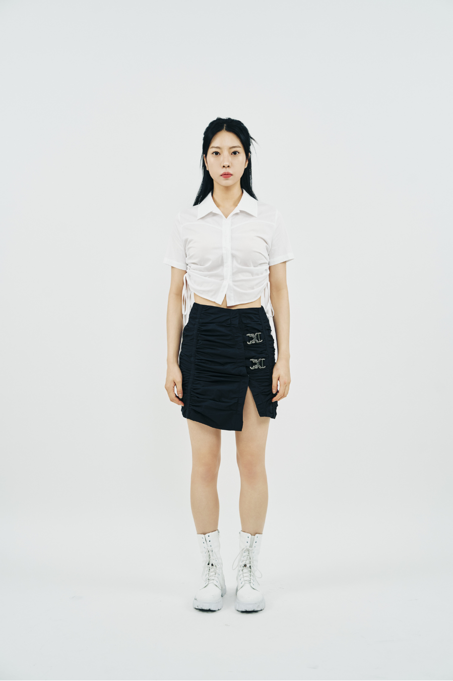 SHIRRING LONG SLEEVE SHIRT