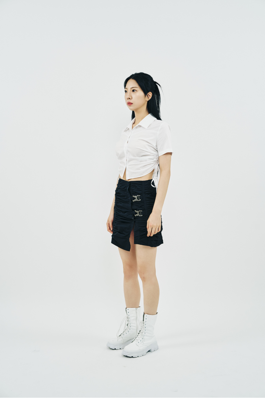 SHIRRING LONG SLEEVE SHIRT