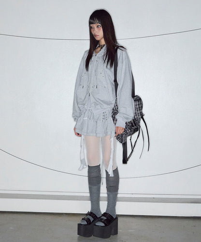 先行予約販売 - 3 Tiered Lace-Up Ruffle Skirt