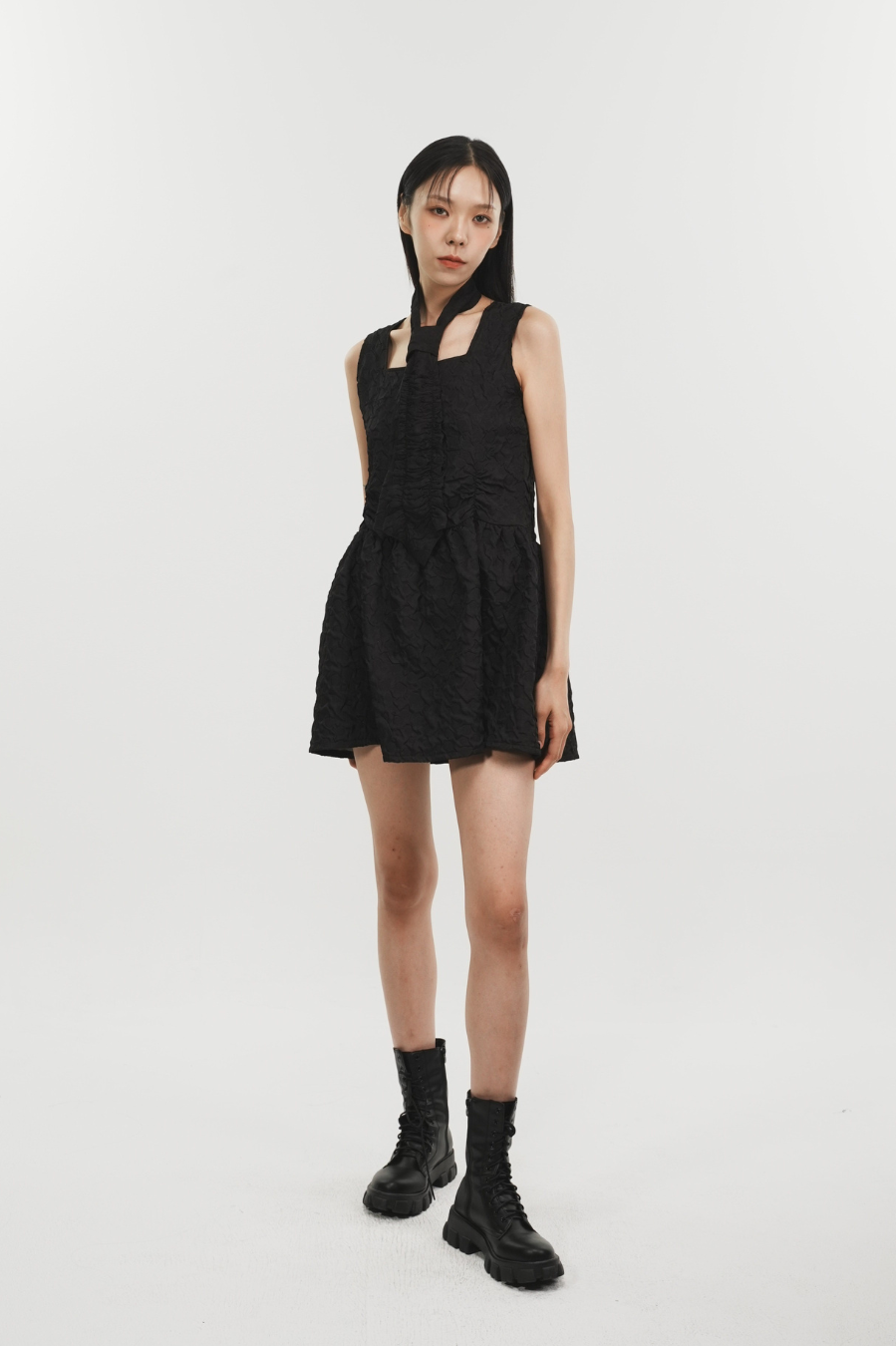 SHIRRING RAINDROP DRESS