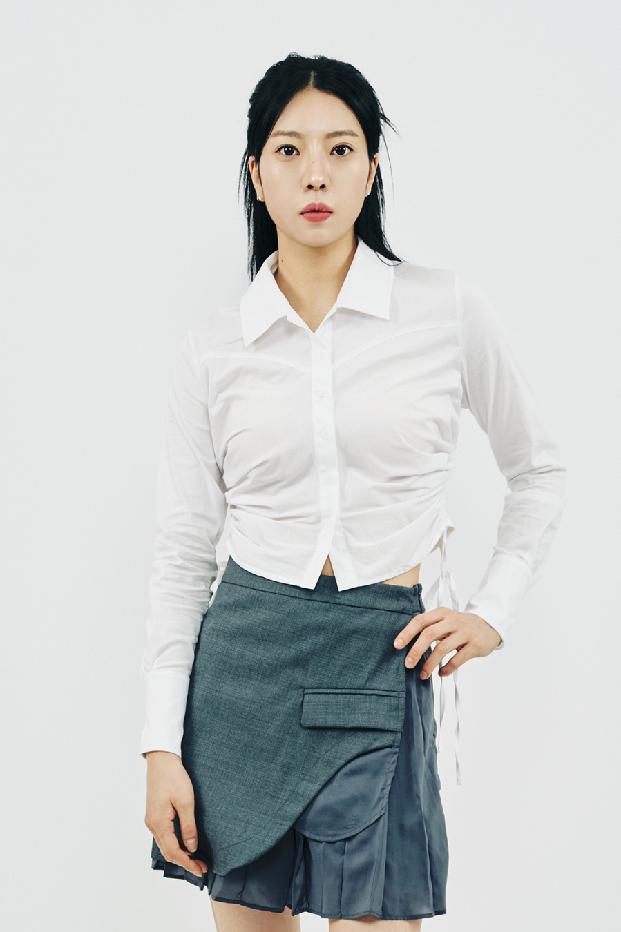 SHIRRING LONG SLEEVE SHIRT