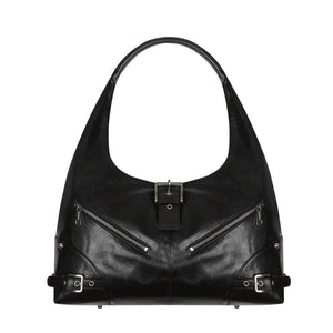 Black Moto Hobo Bag