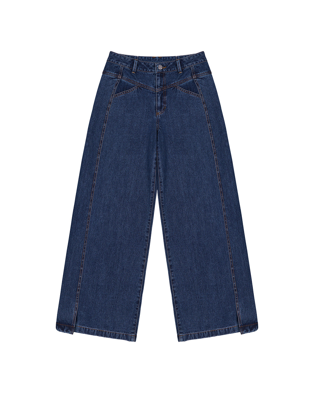 PLEATED WIDE DENIM PANTS