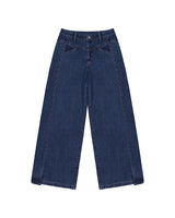 PLEATED WIDE DENIM PANTS