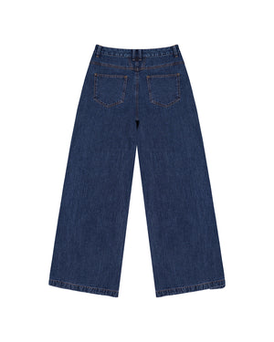 PLEATED WIDE DENIM PANTS