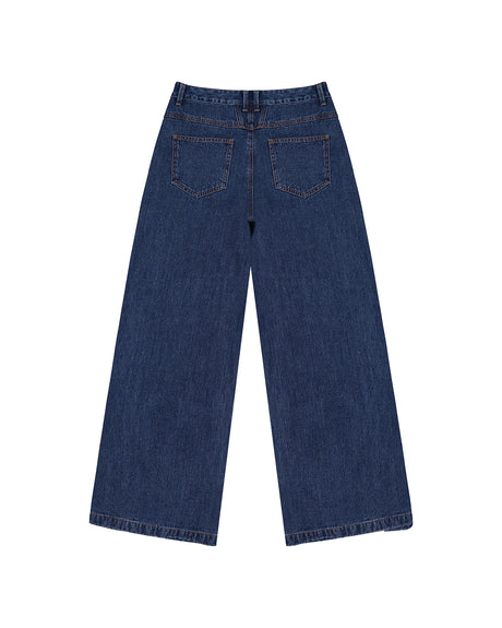 PLEATED WIDE DENIM PANTS