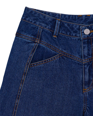 PLEATED WIDE DENIM PANTS