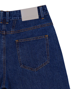 PLEATED WIDE DENIM PANTS