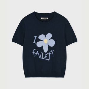 DRAWING FLOWER SHORT-SLEEVE KNIT