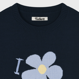DRAWING FLOWER SHORT-SLEEVE KNIT