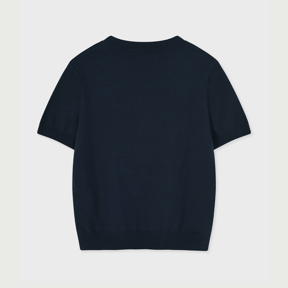 DRAWING FLOWER SHORT-SLEEVE KNIT