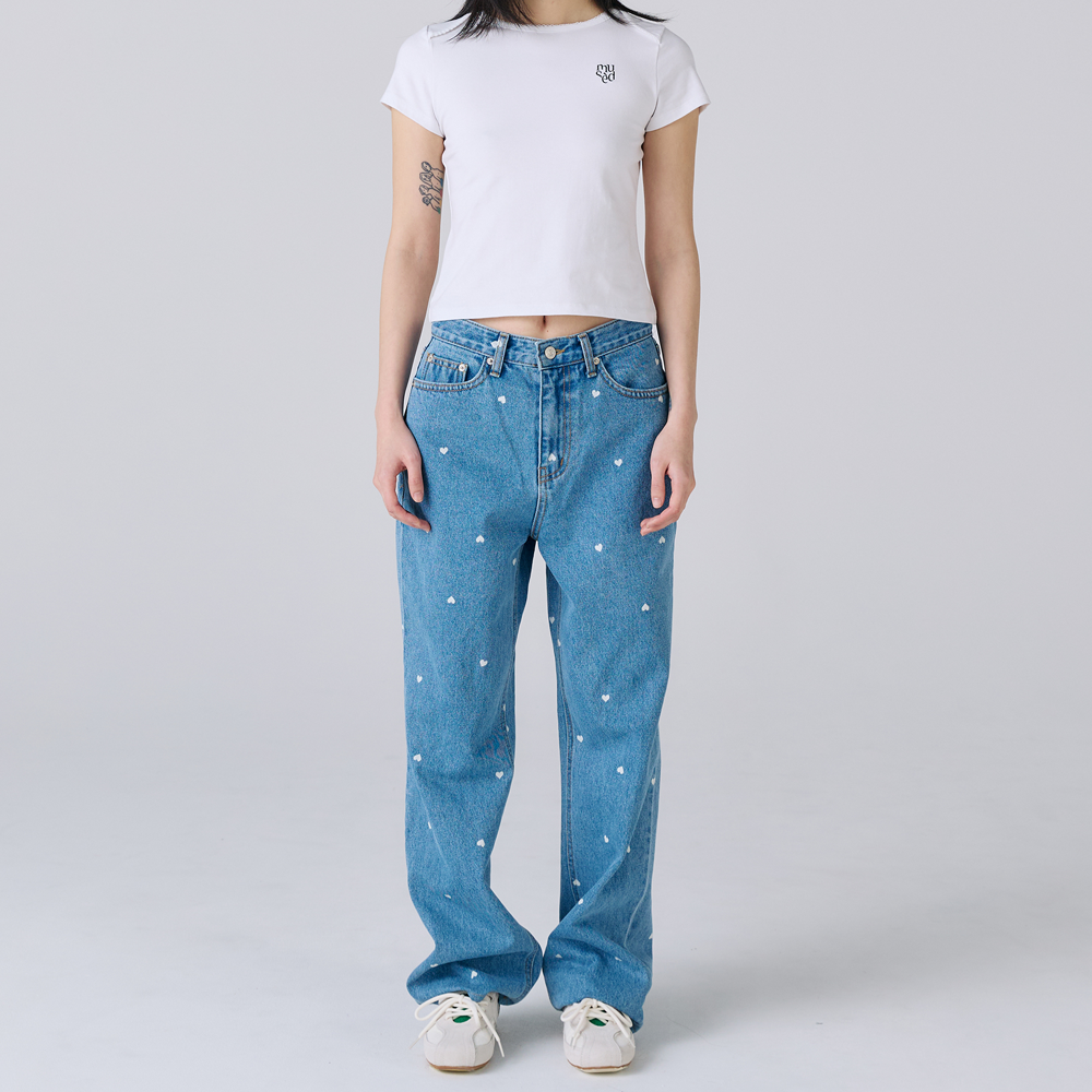 《mused》Heart Bleach Jeans