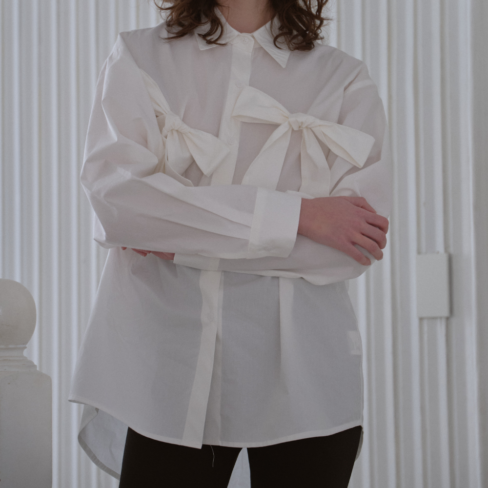 《Leterie 》LR DOUBLE  RIBBON SHIRT
