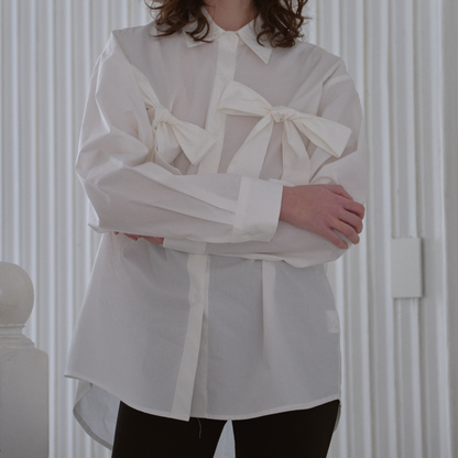 《Leterie 》LR DOUBLE  RIBBON SHIRT