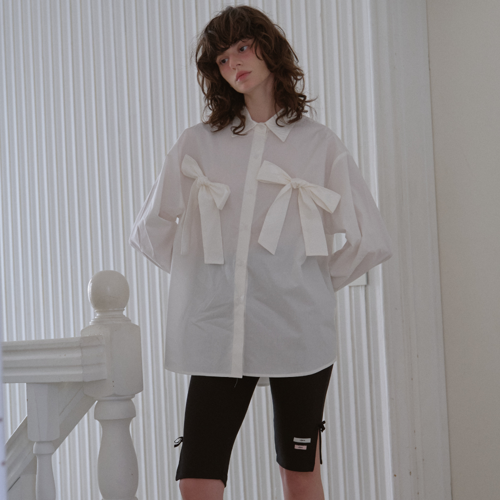 《Leterie 》LR DOUBLE  RIBBON SHIRT