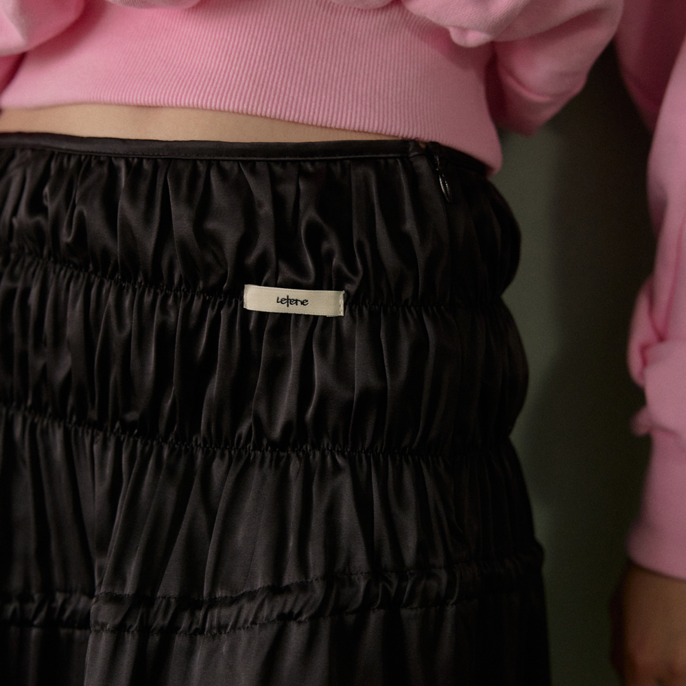 LR SHIRRING MIDI SKIRT