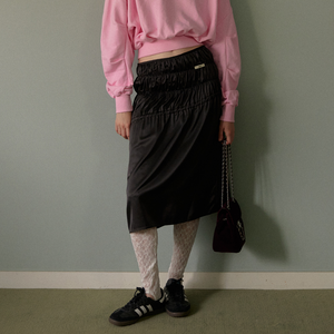 LR SHIRRING MIDI SKIRT