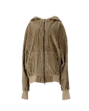 COTTON STRIPE FUR HOODY JUMPER