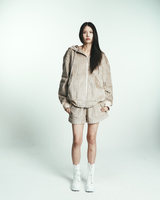 COTTON STRIPE FUR HOODY JUMPER