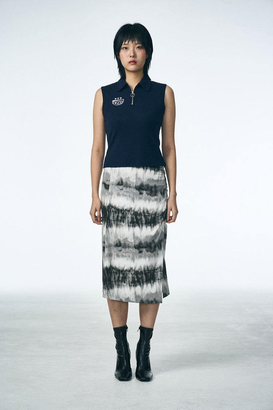 SHIRRING MIDI SKIRT_Washing film