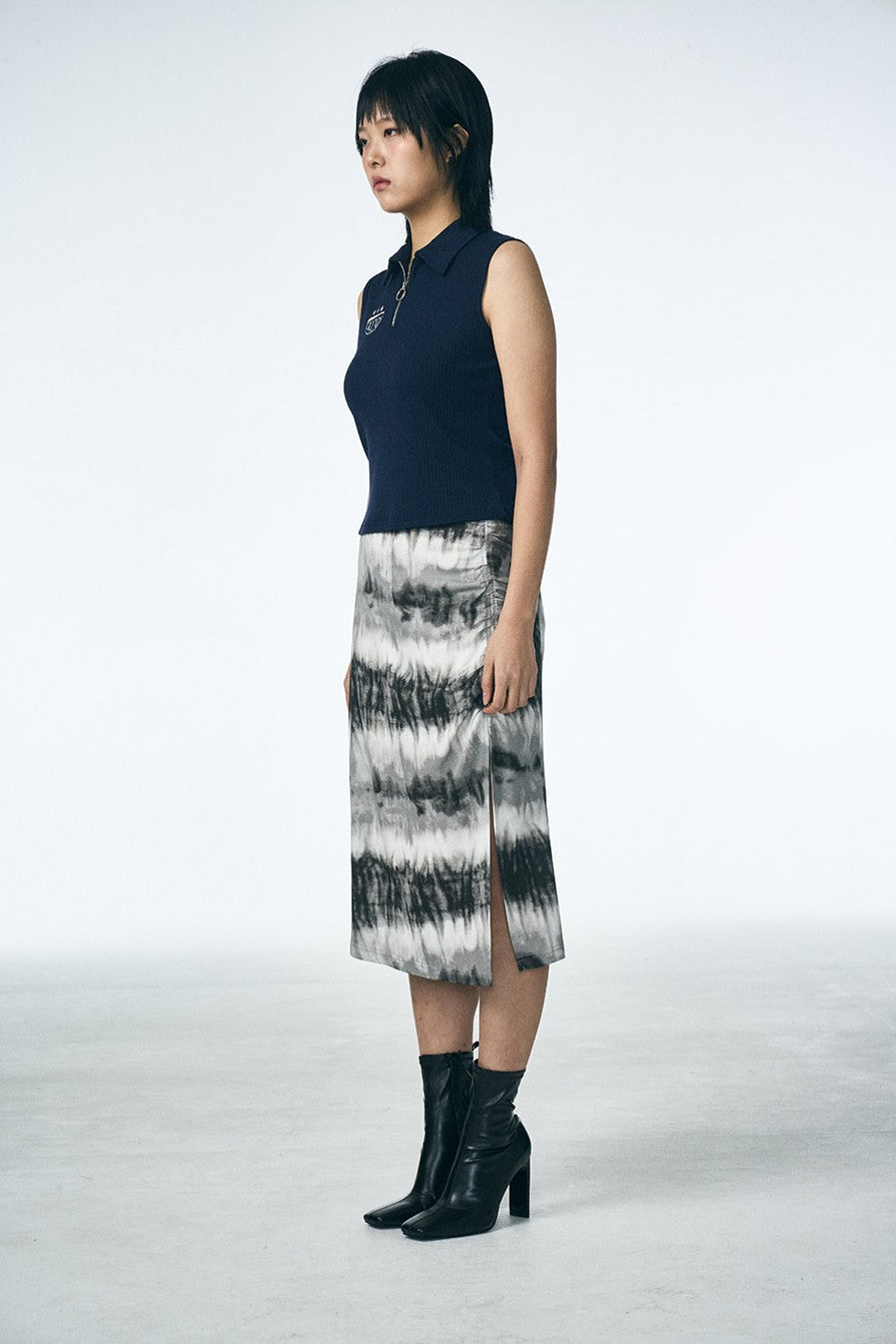 SHIRRING MIDI SKIRT_Washing film