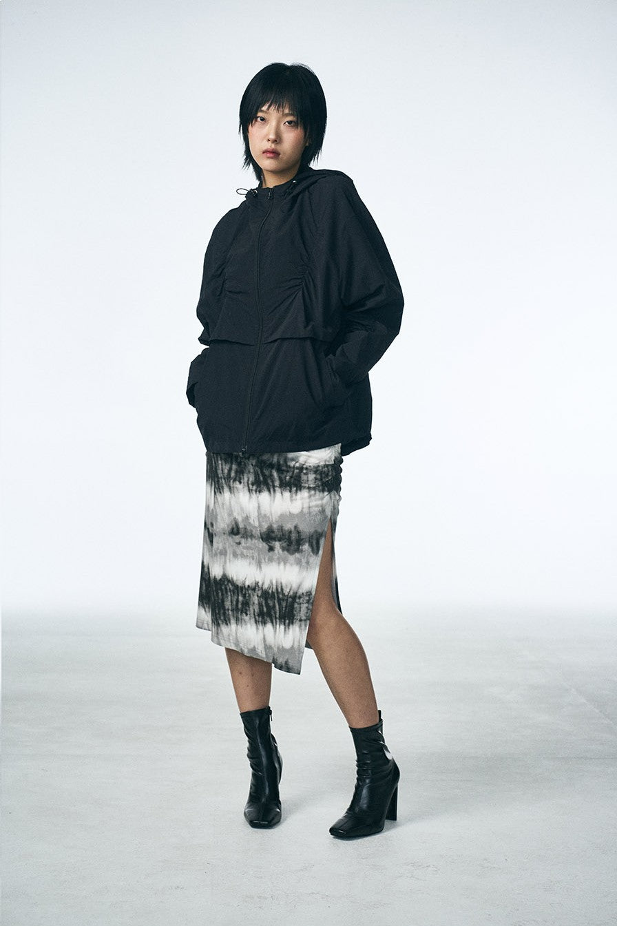 SHIRRING MIDI SKIRT_Washing film