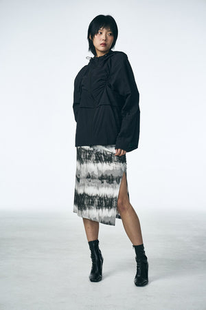 SHIRRING MIDI SKIRT_Washing film