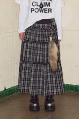 Tiered Eyelet Maxi Skirt - Check