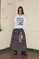 Tiered Eyelet Maxi Skirt - Check